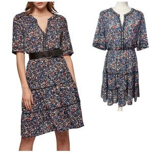 Gerard Darel Blue Floral Midi Dress